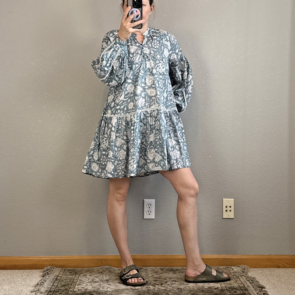 Marea Womens Elizabeth Mini Dress Size XS/S Boho Flowy Floral Cotton Lightweight